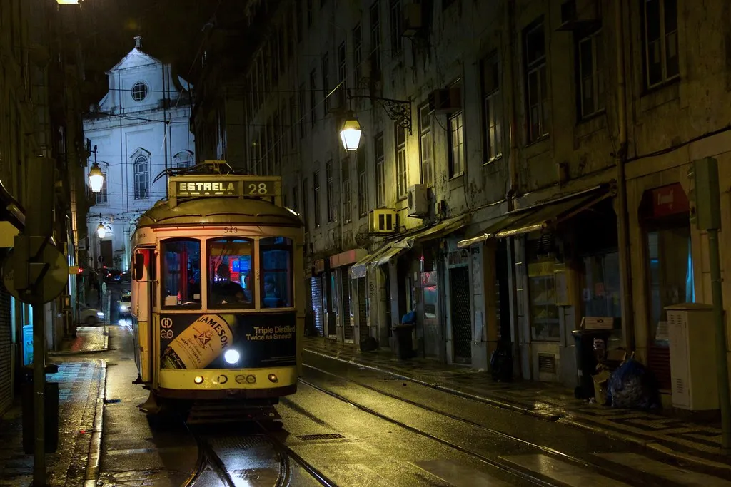 Route through Alfama in Lisbon, Portugal