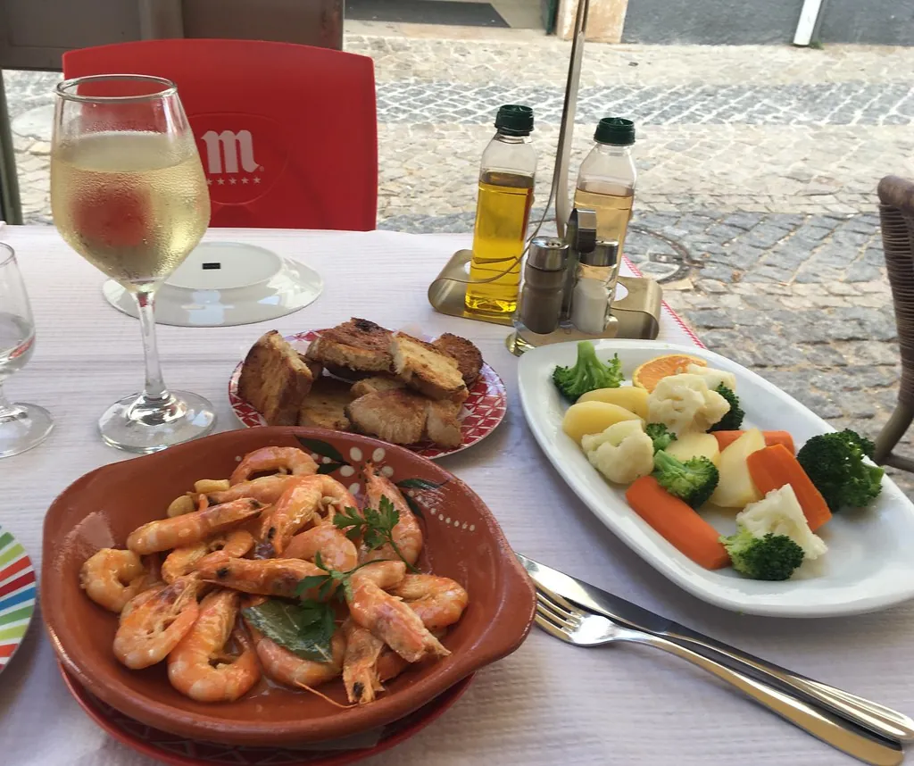 Waterfront seafood dining in the old town of Lagos, Portugal
