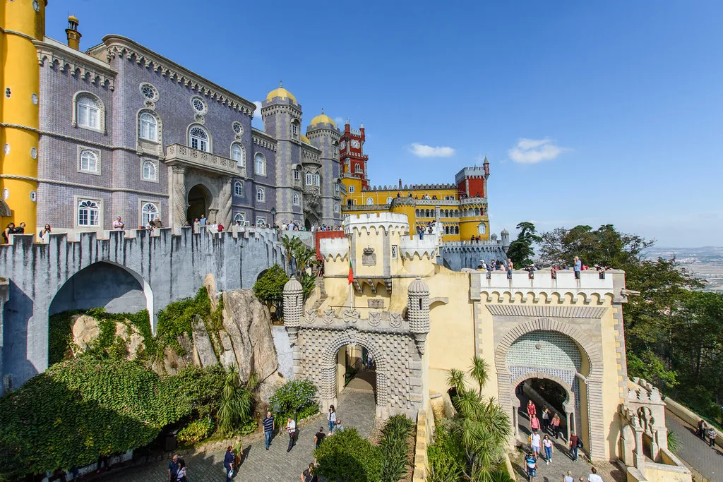 Crowds Pena Palace in Sintra, Portugal
