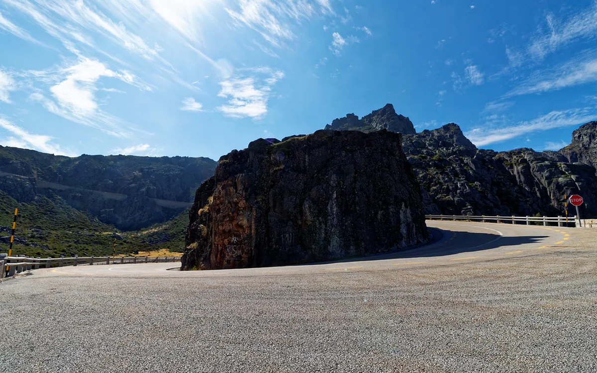 A winding mountain road in Portugal