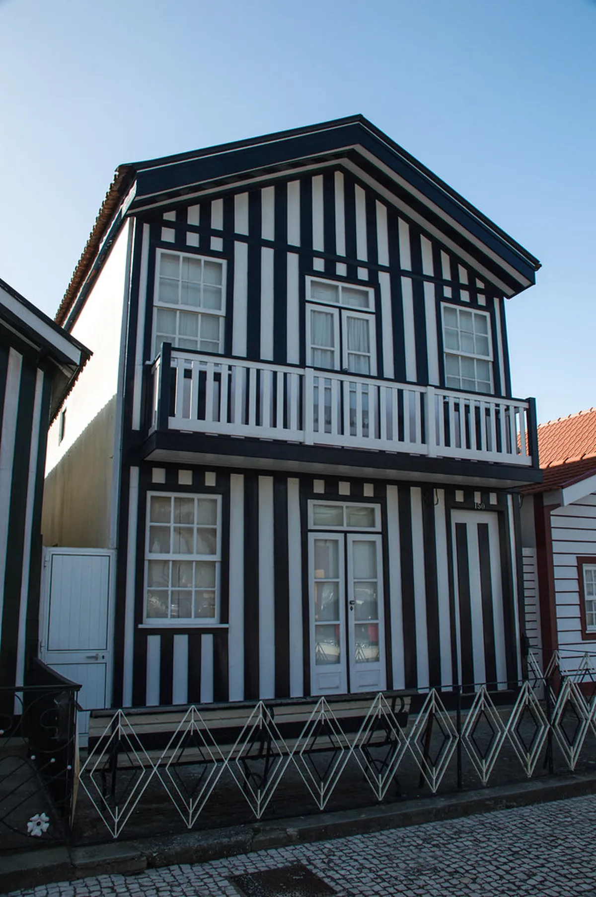 Costa Nova striped houses near Aveiro, Portugal