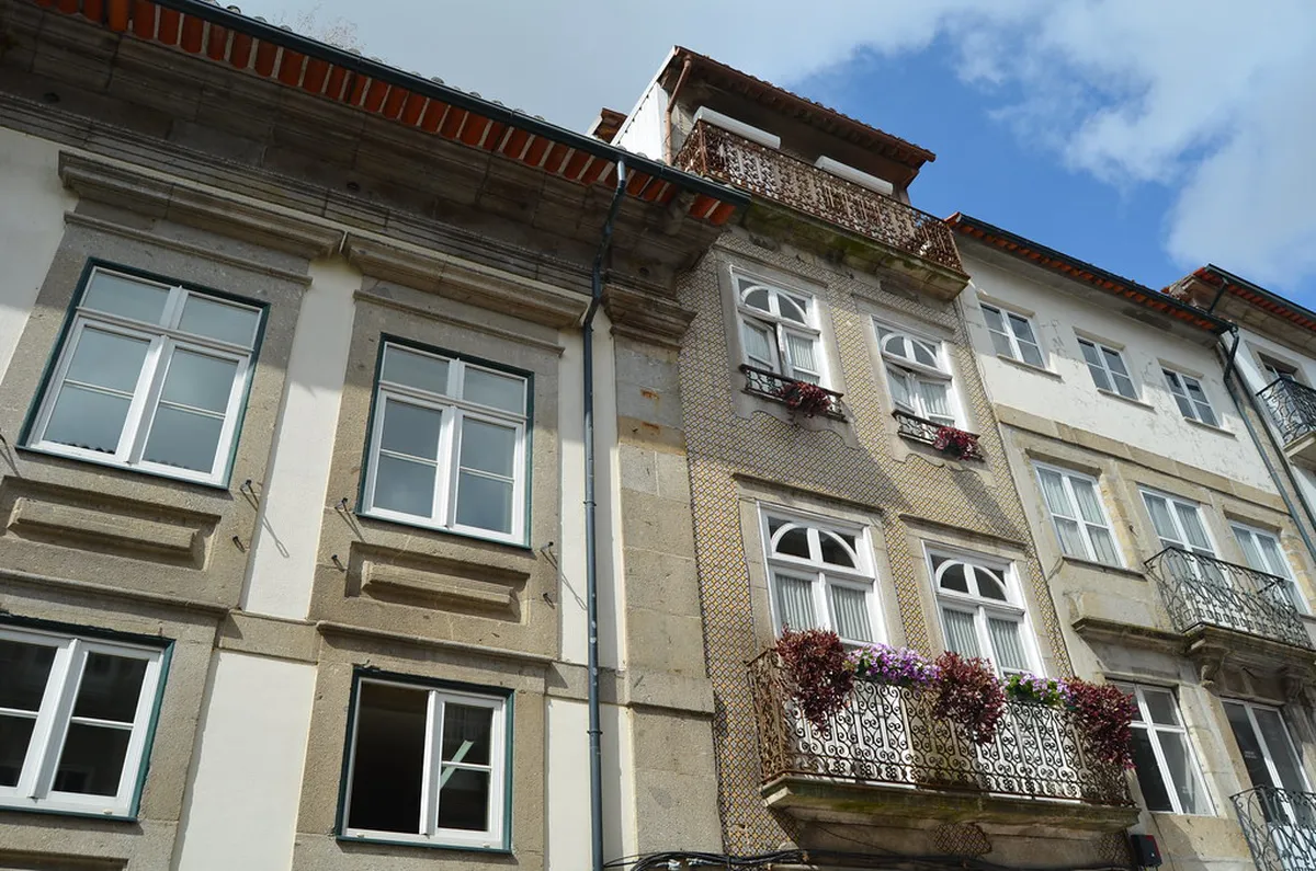 Admiring the Blue Azulejo Facade in Braga, Portugal