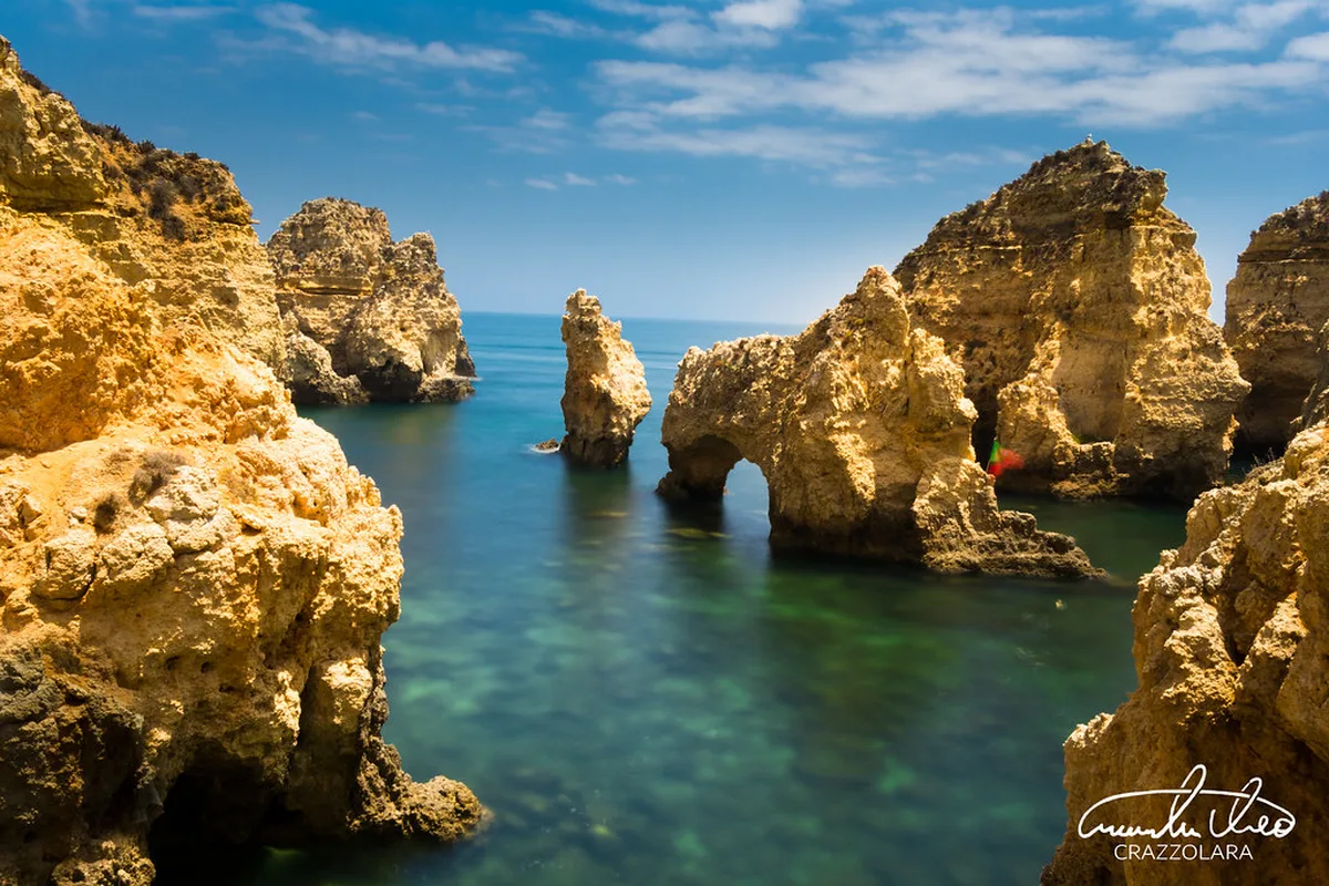 Dramatic golden cliffs and grottoes at Ponta da Piedade near Lagos