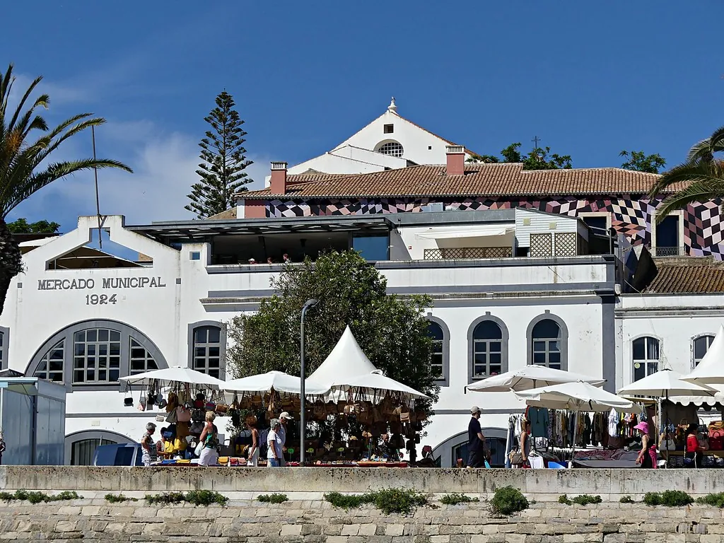 A weekly outdoor market stall in Lagos, Algarve, Portugal