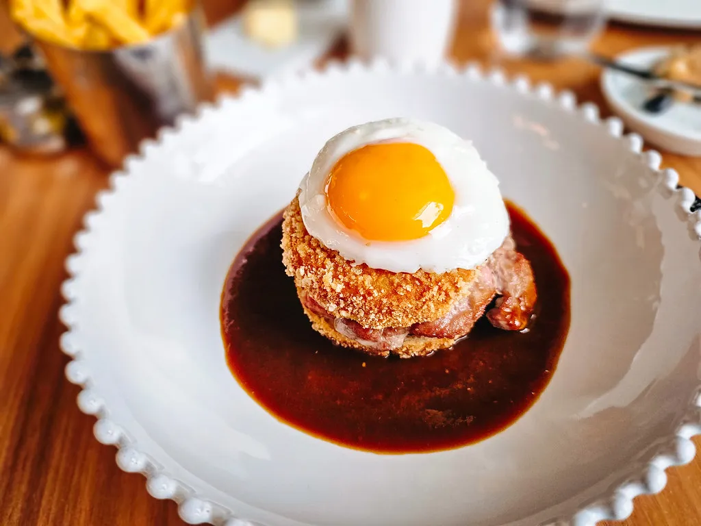 Evening francesinha bar in Porto, Portugal