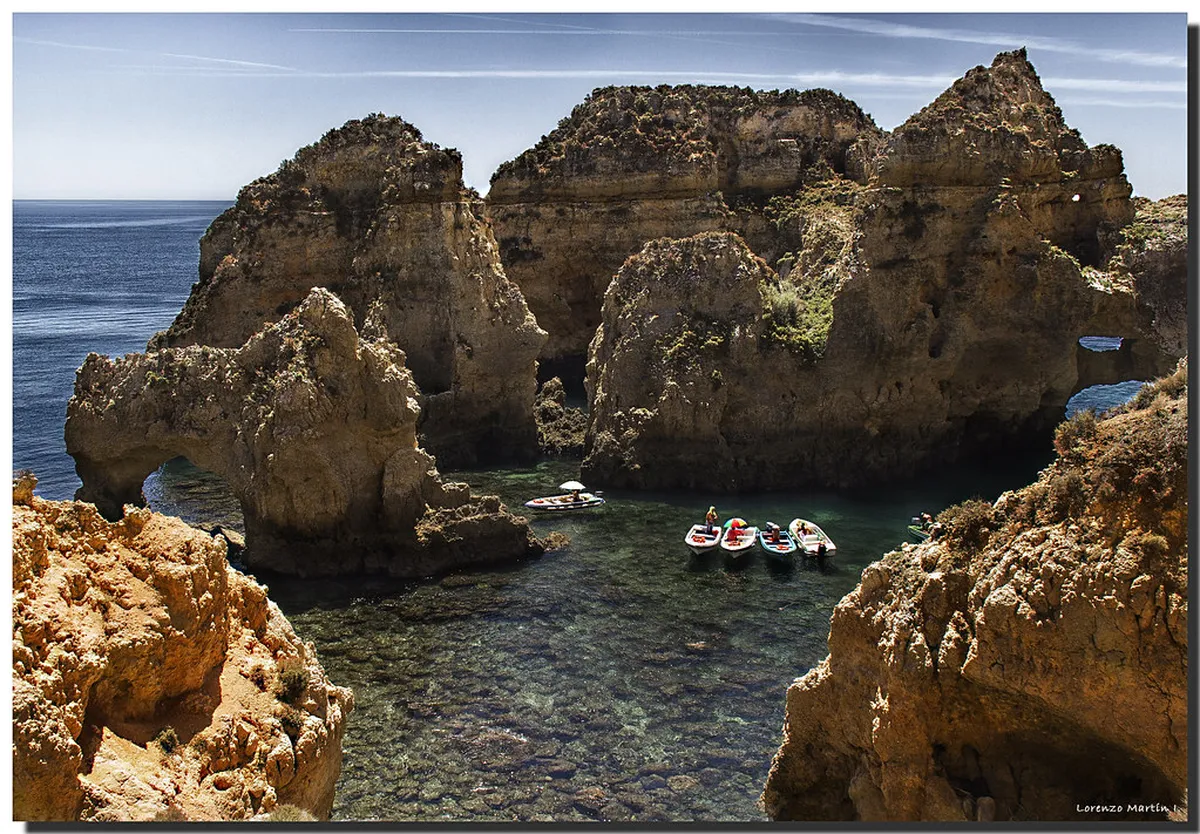 Dramatic cliffs on the Algarve coast, Portugal
