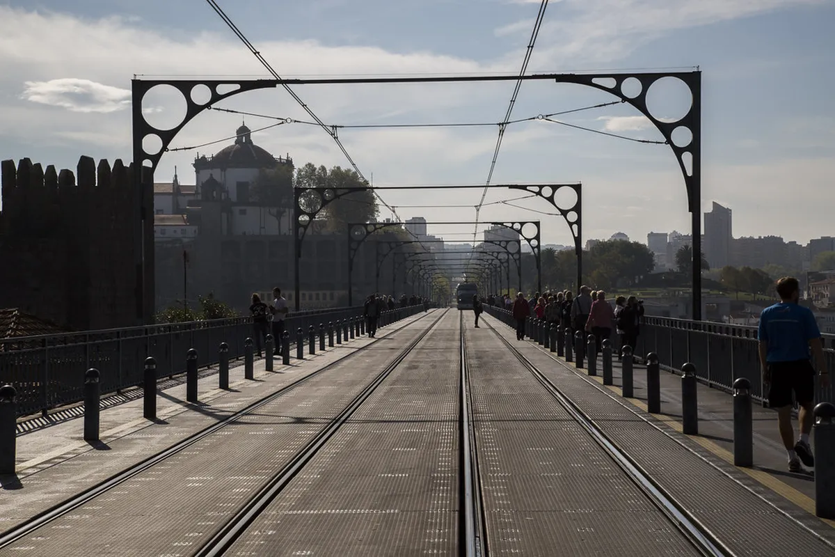 A train on the scenic Douro railway line, Portugal